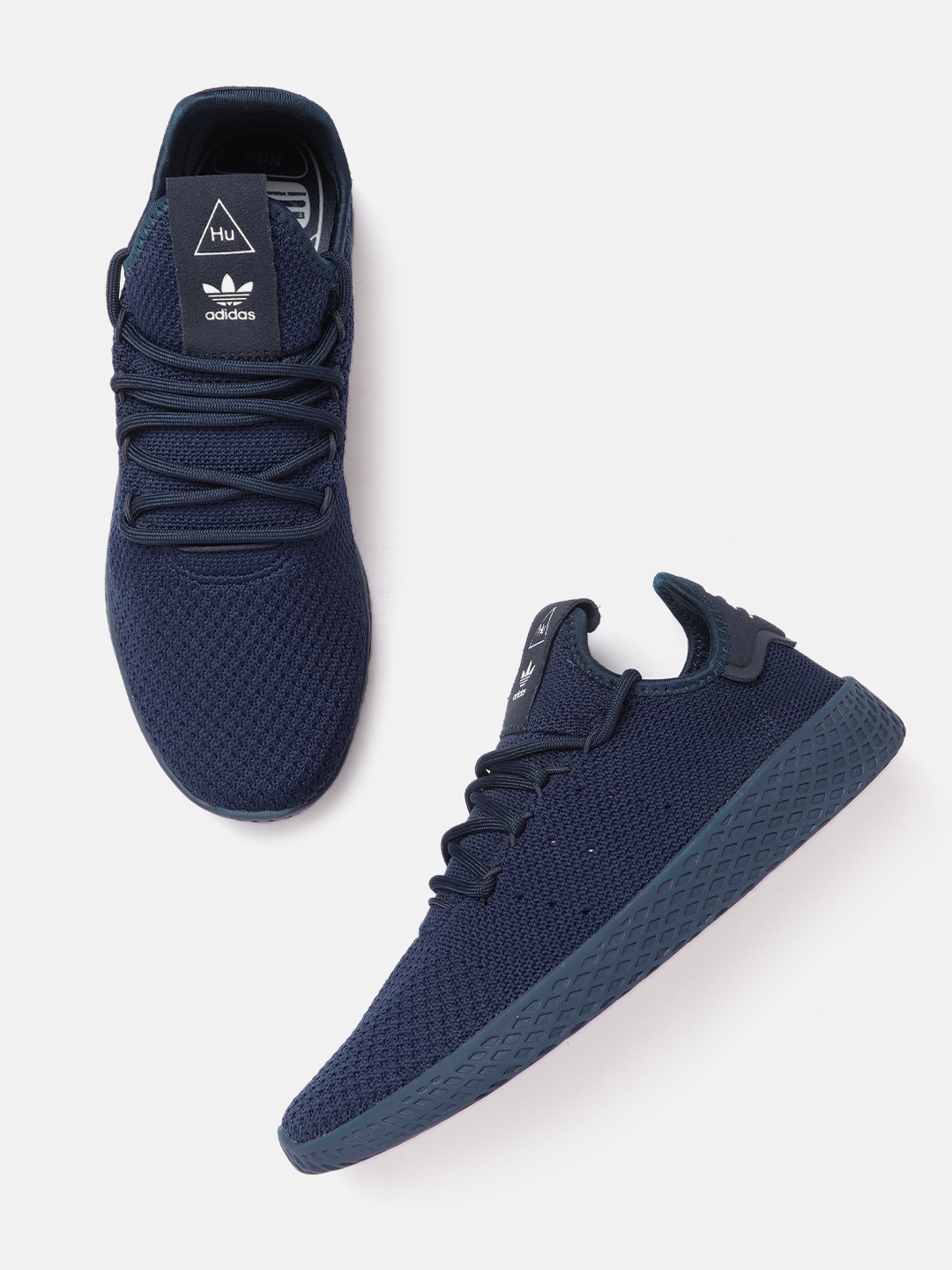 

ADIDAS Originals Men Navy Blue Woven Design Pharrell Williams Tennis HU Sneakers