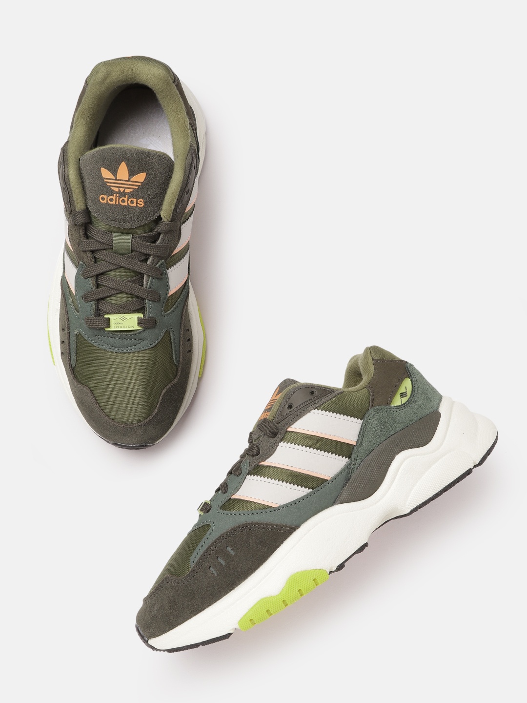 

ADIDAS Originals Men Green & Grey Solid Retropy F3 Sneakers