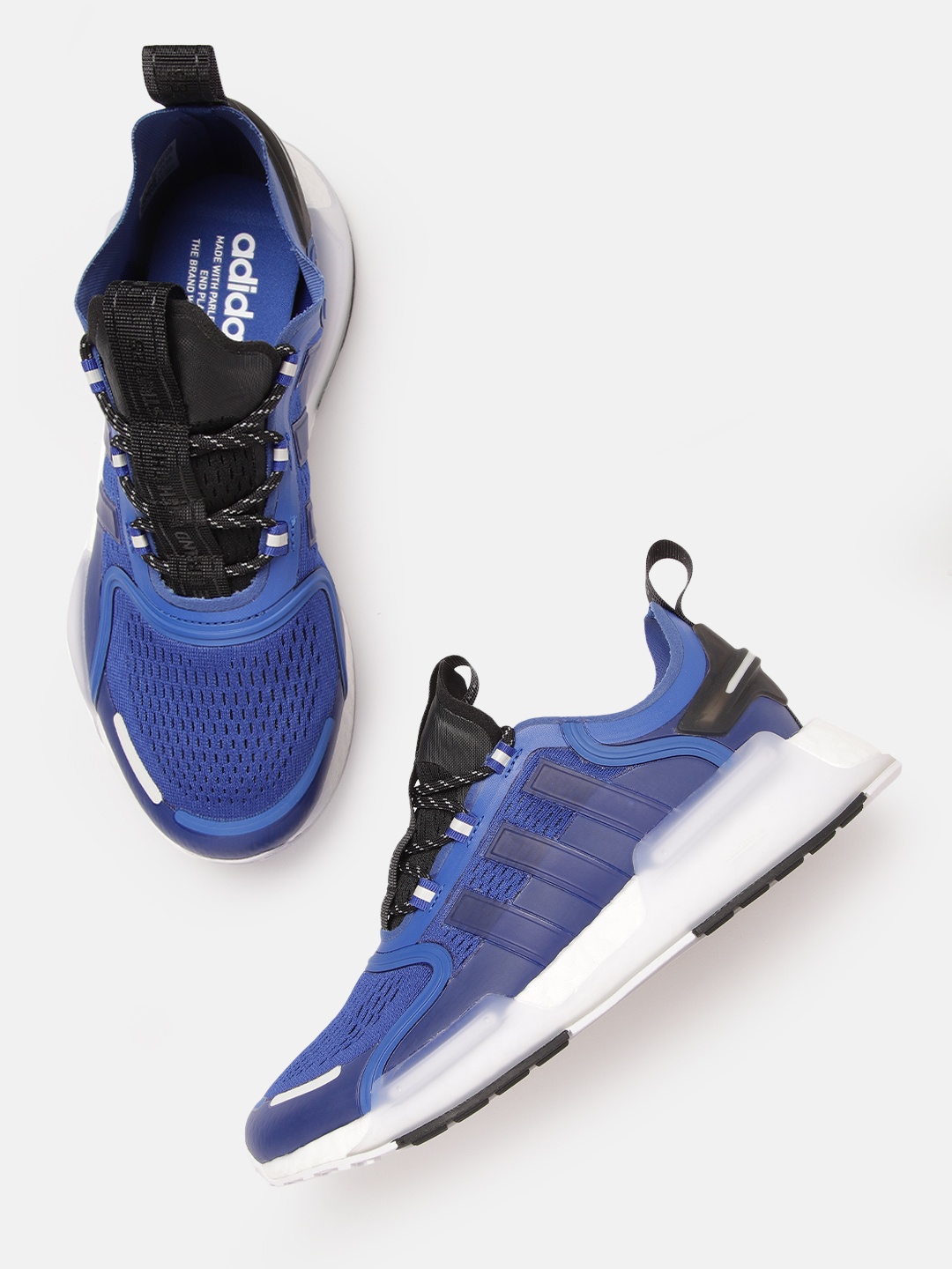 

ADIDAS Originals Men Blue Woven Design NMD_R1 V3 Sneakers