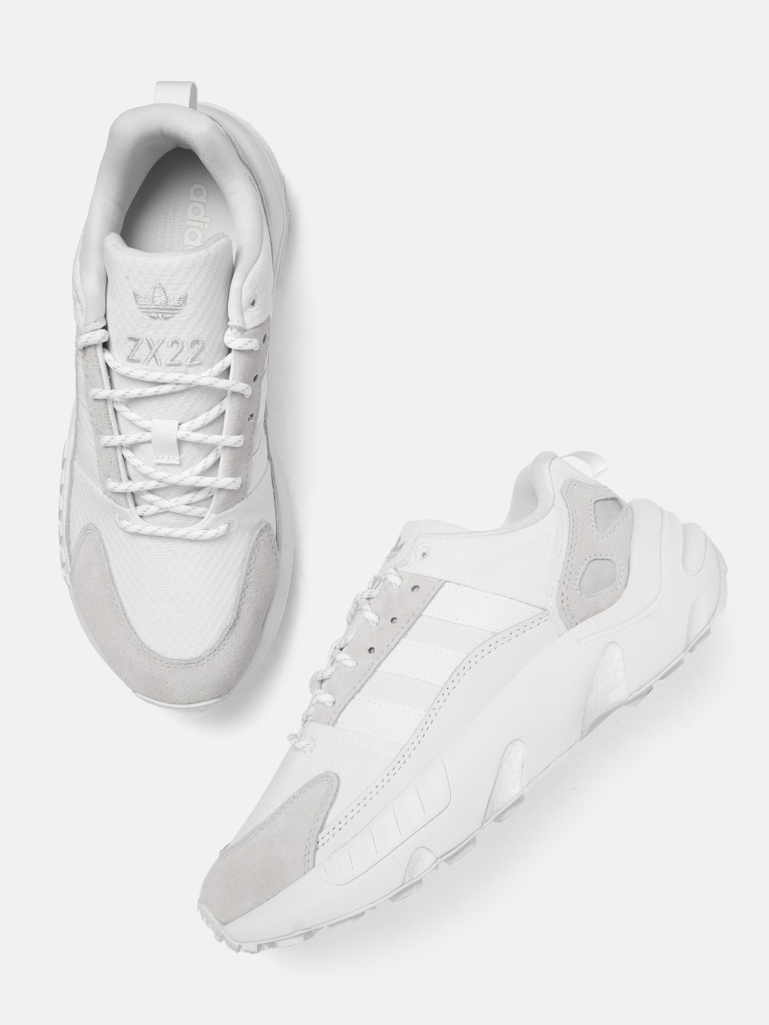 

ADIDAS Originals Men White & Grey Woven Design ZX 22 Boost Sneakers