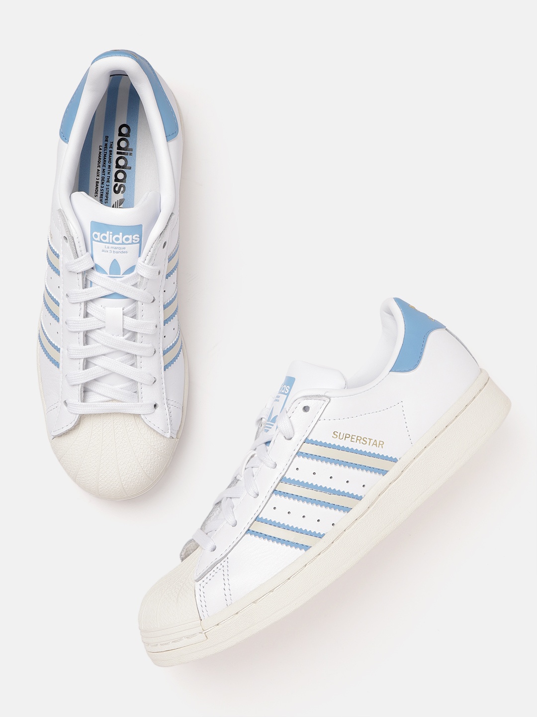 

ADIDAS Originals Men White & Blue Leather Argentina Superstar Sneakers