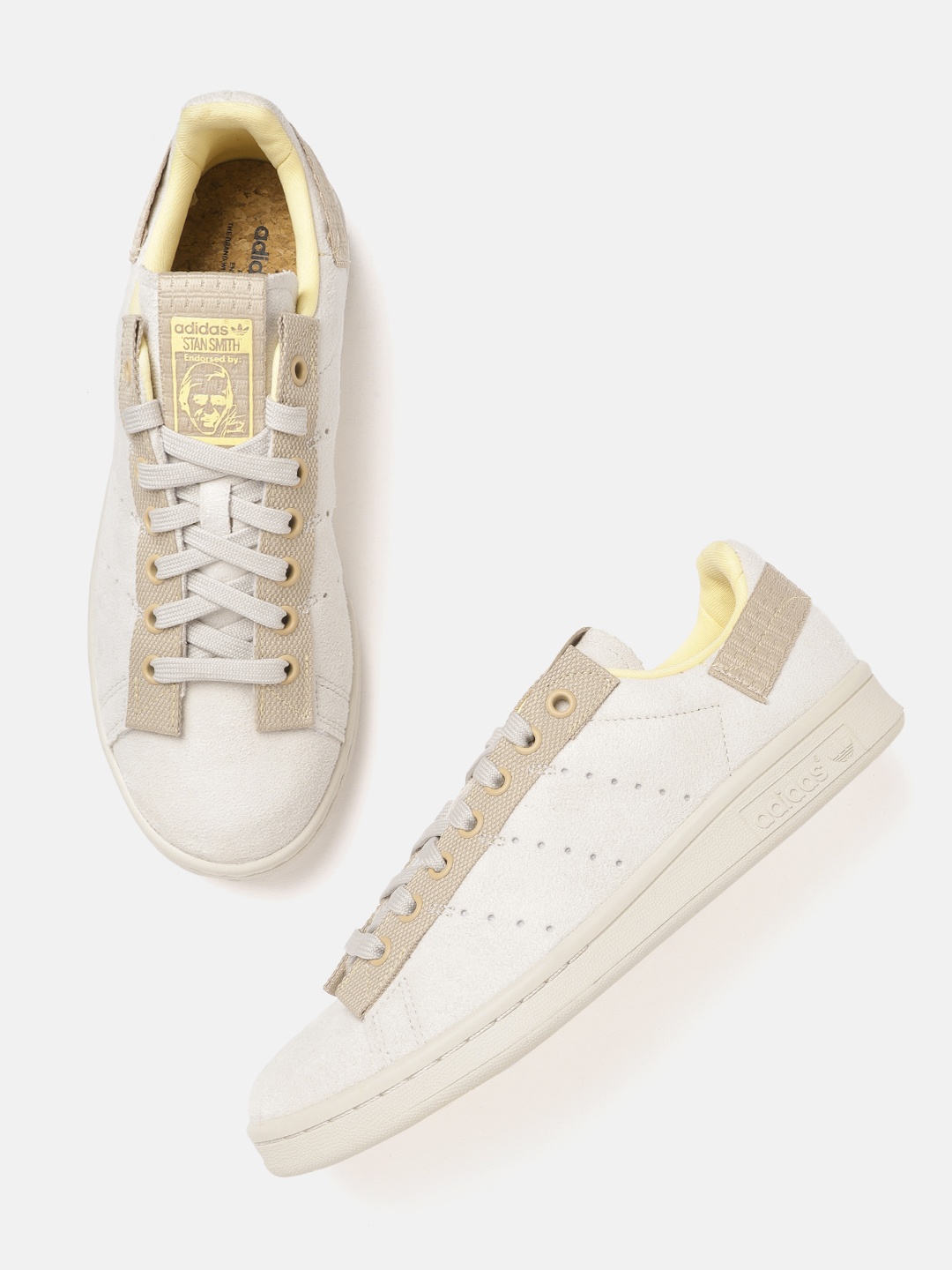 

ADIDAS Originals Men Off White & Beige Perforated Stan Smith Parley Sneakers