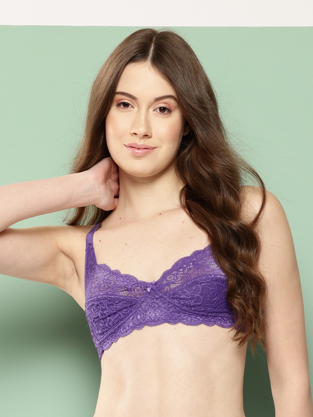 

Leading Lady Purple Floral Bra Lace Non Padded