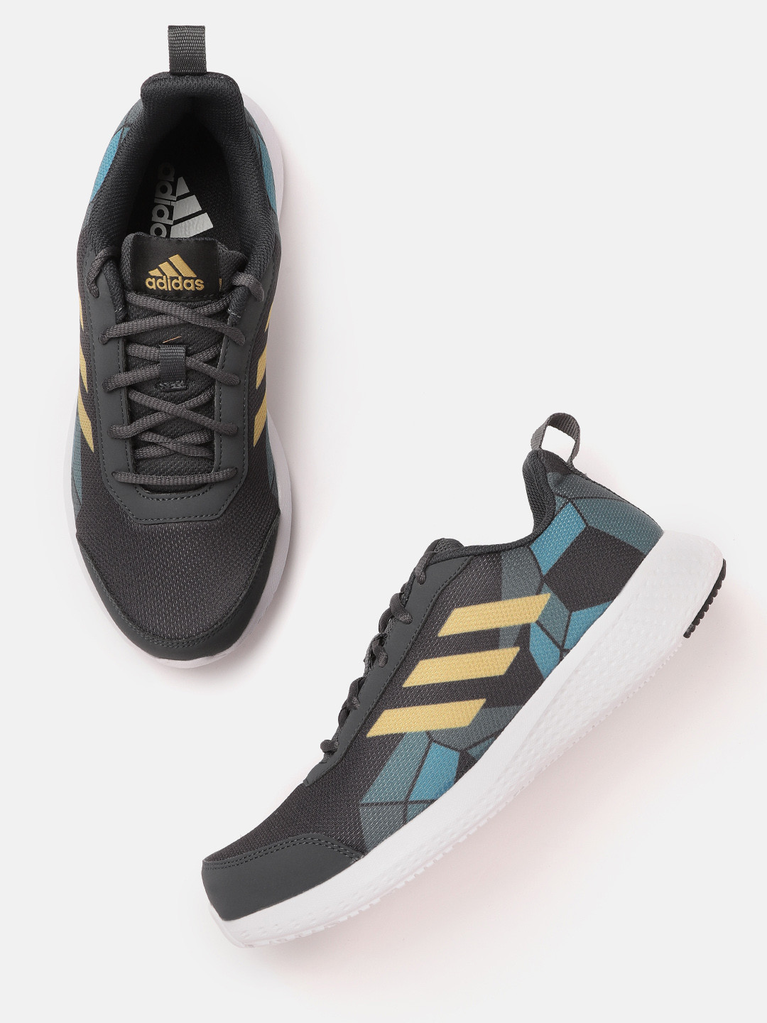 

ADIDAS Men Grey & Teal Green Woven Design AstoundRun Running Shoes