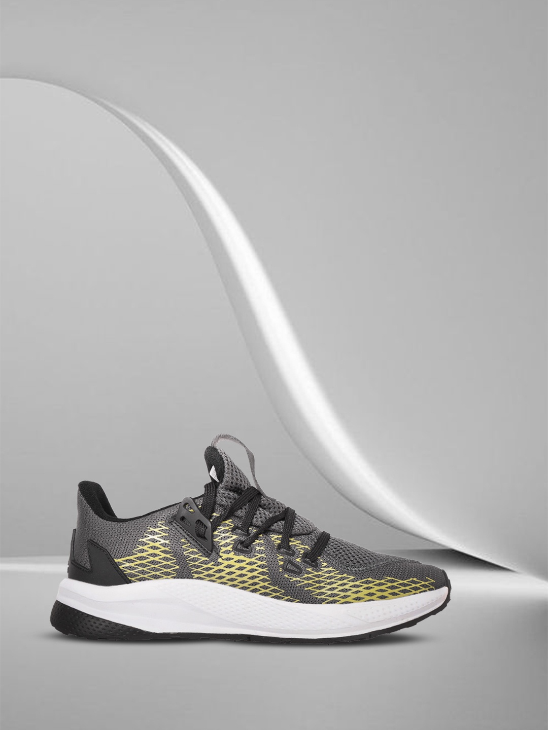 

ADIDAS Men Charcoal Grey & Green Woven Design Aerojolt Running Shoes