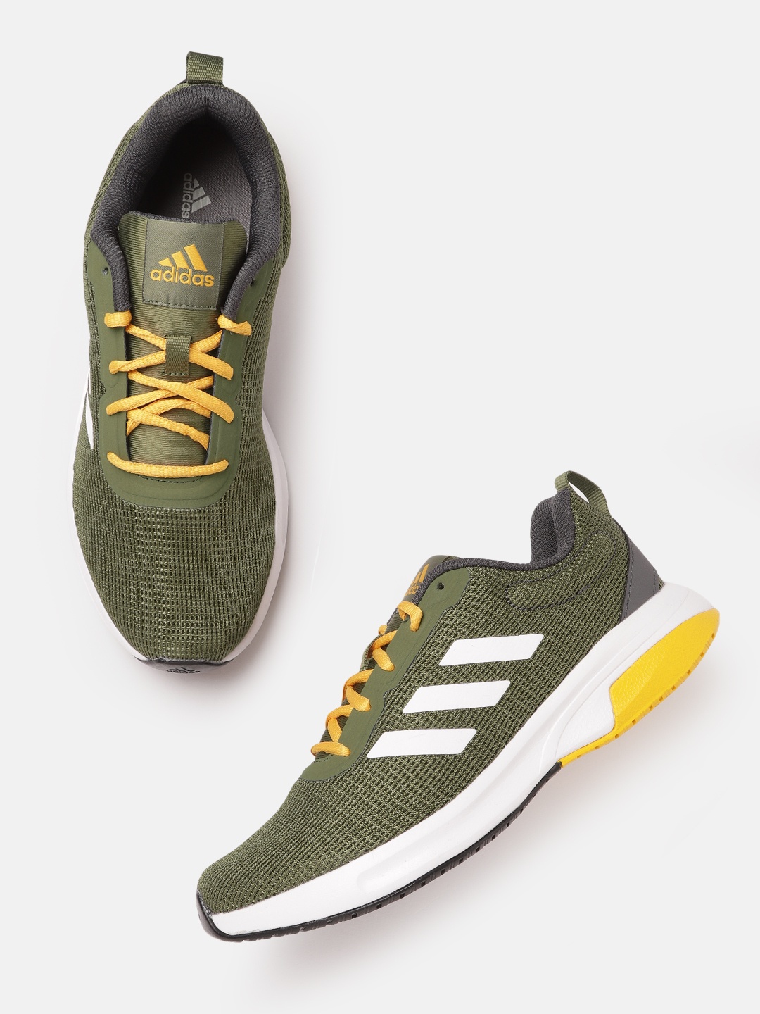 

ADIDAS Men Olive Green Solid Woven Design Runsteer Running Shoes