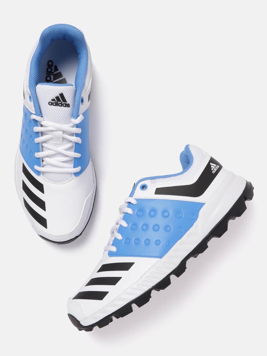 

ADIDAS Men White & Blue CriNu Cricket Shoes