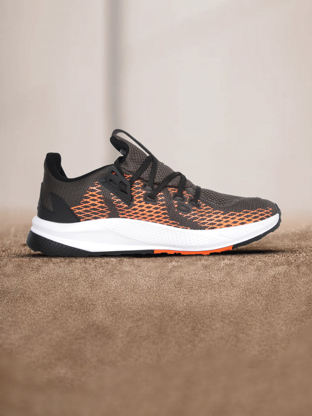 

ADIDAS Men Olive Green & Orange Woven Design Aerojolt Running Shoes