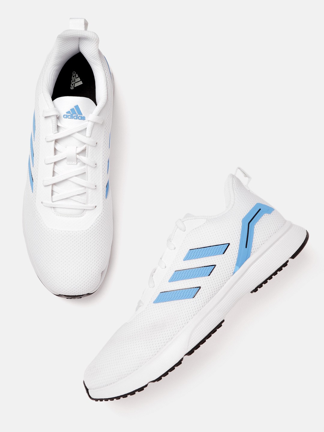 

ADIDAS Men White & Blue Woven Design AdiTron Running Shoes