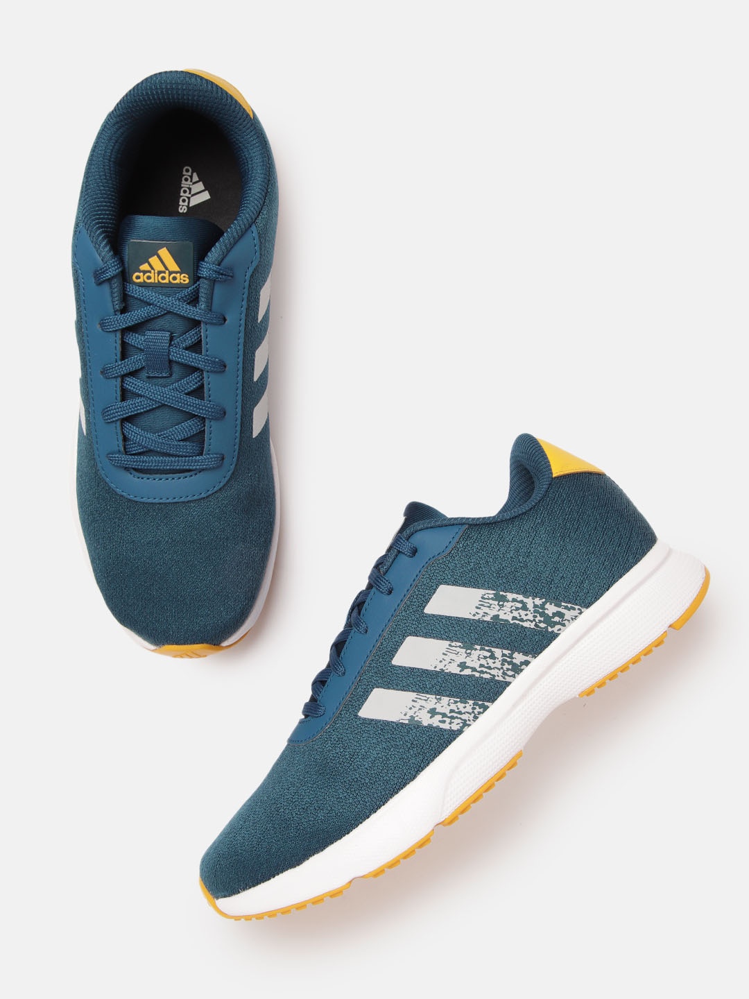 

ADIDAS Men Teal Blue & Grey Woven Design Restro Run Shoes