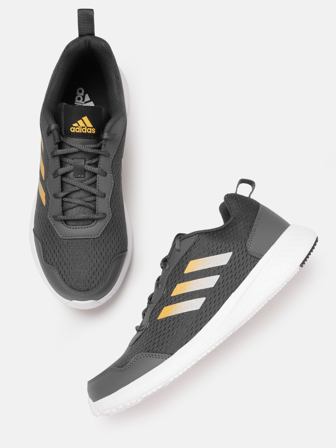

ADIDAS Men Woven Design Restound Running Shoes, Charcoal
