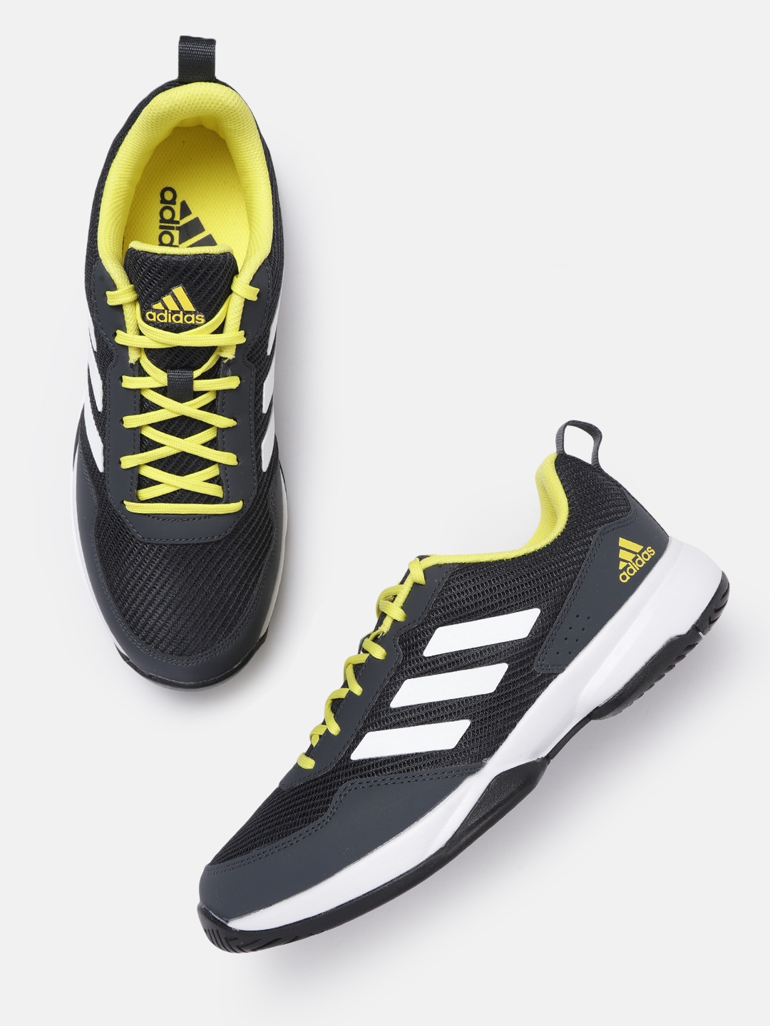 

ADIDAS Men Grey & White Woven Design Faztcort Tennis Shoes