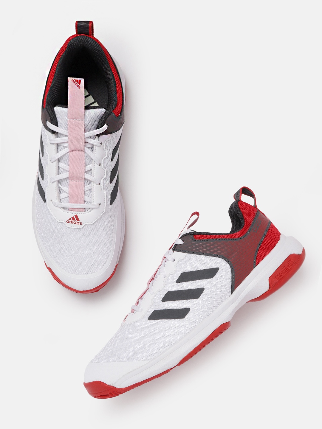

ADIDAS Men White Grey & Red Woven Design MILYNL Tennis Shoes
