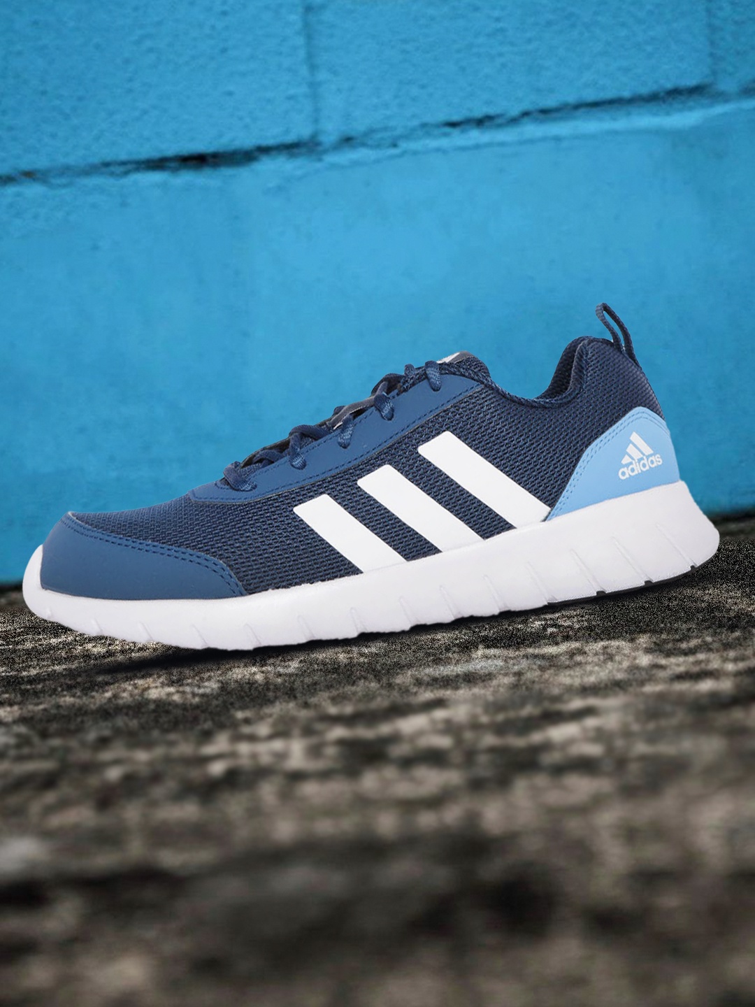 

ADIDAS Men Navy Blue & White Woven Design Vertago Running Shoes