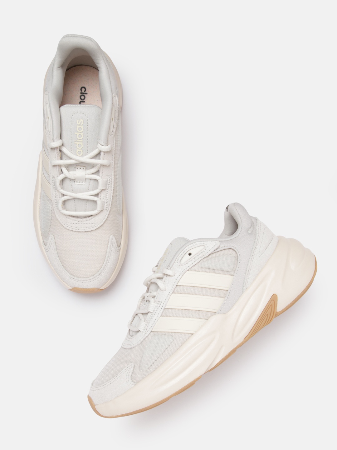 

ADIDAS Men Grey & Cream-Coloured Woven Design Qzelle Running Shoes