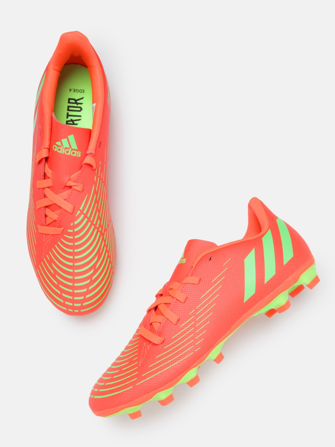 

ADIDAS Unisex Red & Green Woven Design Predator Edge.4 FxG Football Shoes