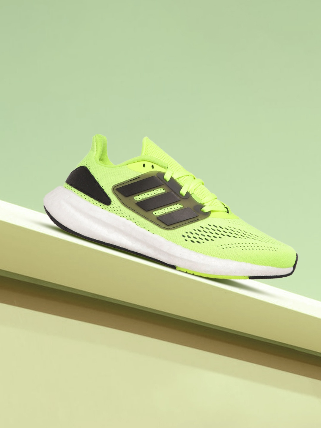 

ADIDAS Men Fluorescent Green Woven Design Perforated Pureboost 22 Running Shoes, Yellow