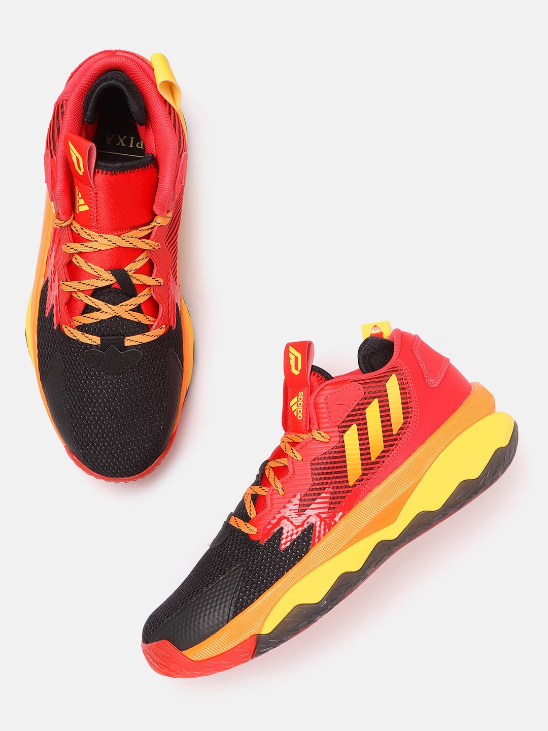 

ADIDAS Unisex Black & Red Woven Design Dame 8 Basketball Shoes