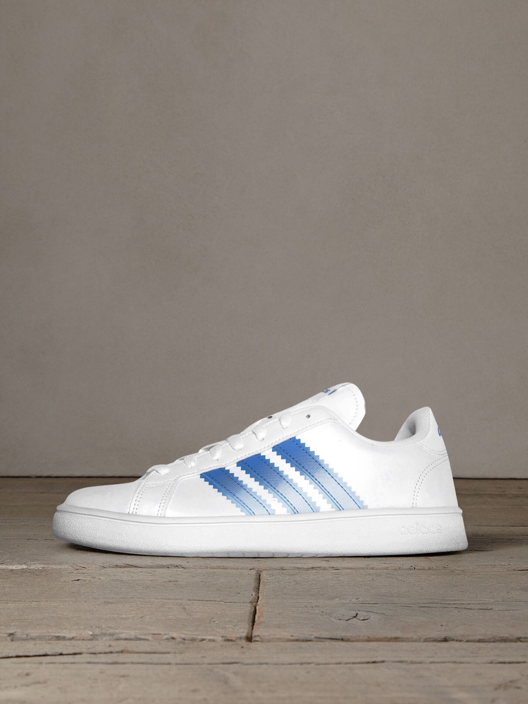 

ADIDAS Men White & Blue Grand Court Base Beyond Tennis Shoes