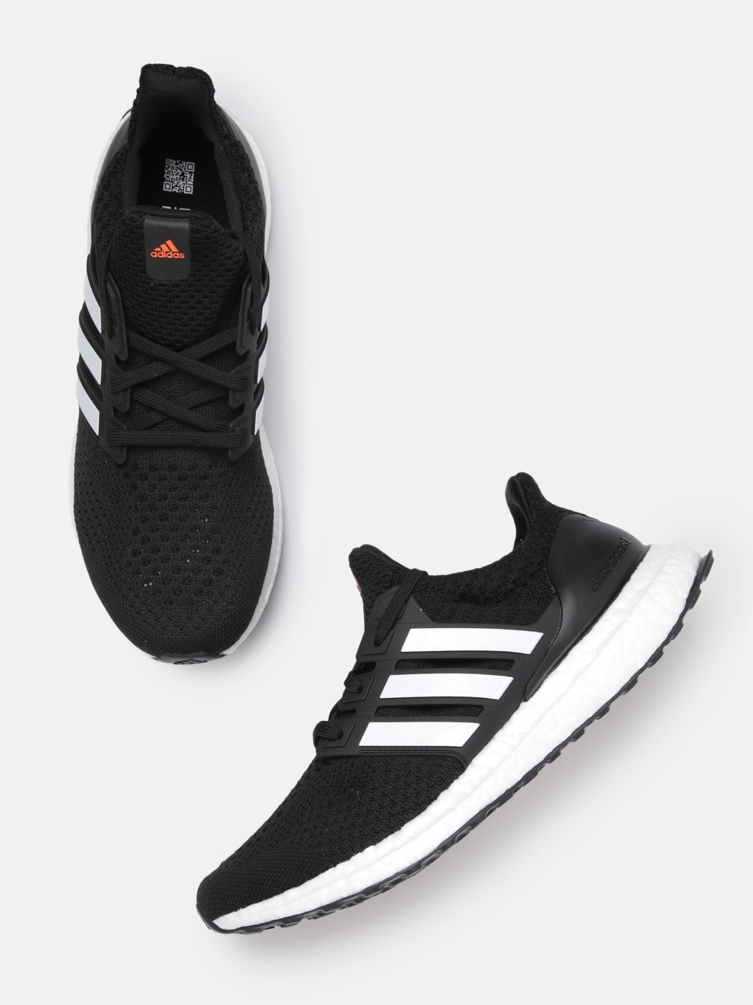 

ADIDAS Men Black & White Woven Design Ultraboost 5.0 DNA Running Shoes