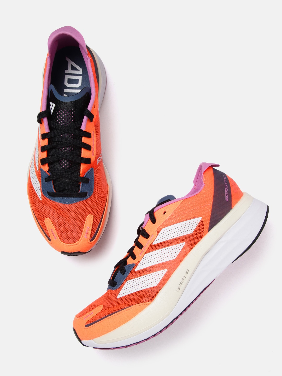 

ADIDAS Men Orange Woven Design Adizero Boston 11 Running Shoes