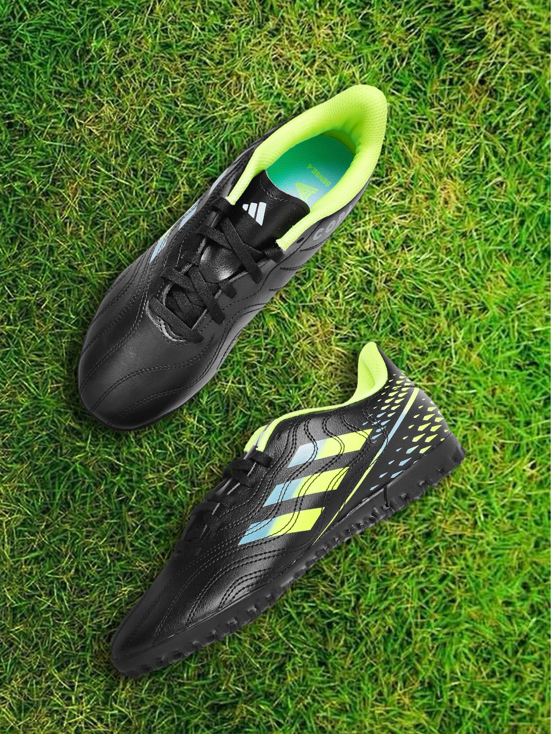 

ADIDAS Unisex Black & Neon Green Printed Copa Sense.4 TF Football Shoes