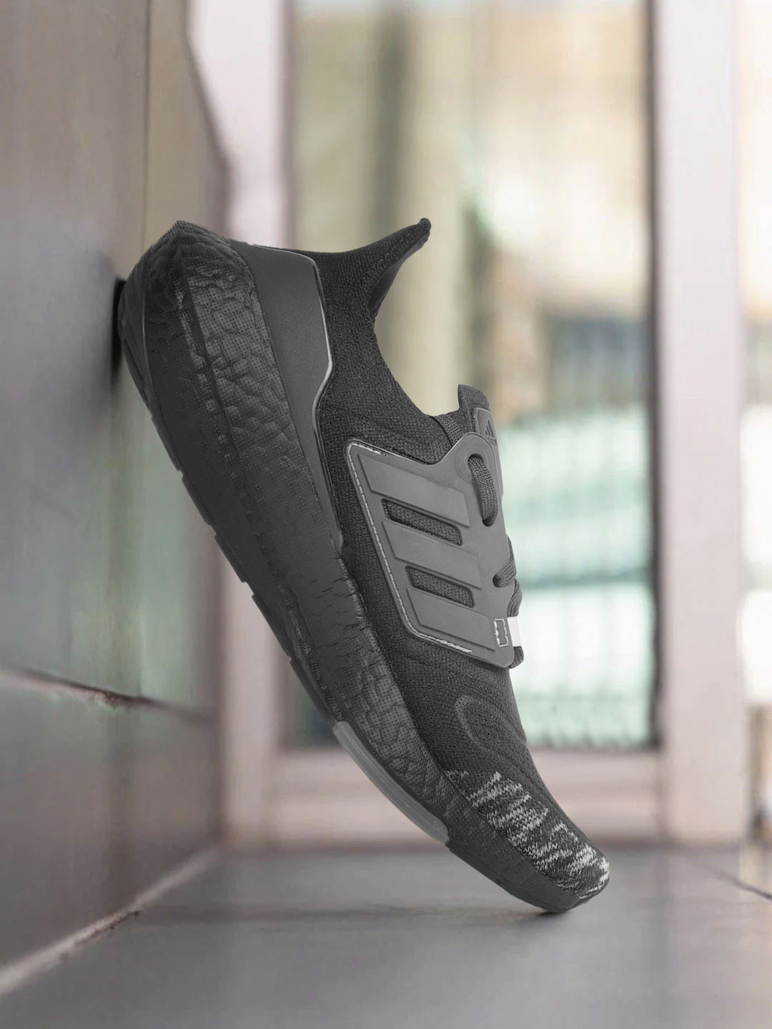 

ADIDAS Men Black Woven Design Ultraboost 22 Running Shoes