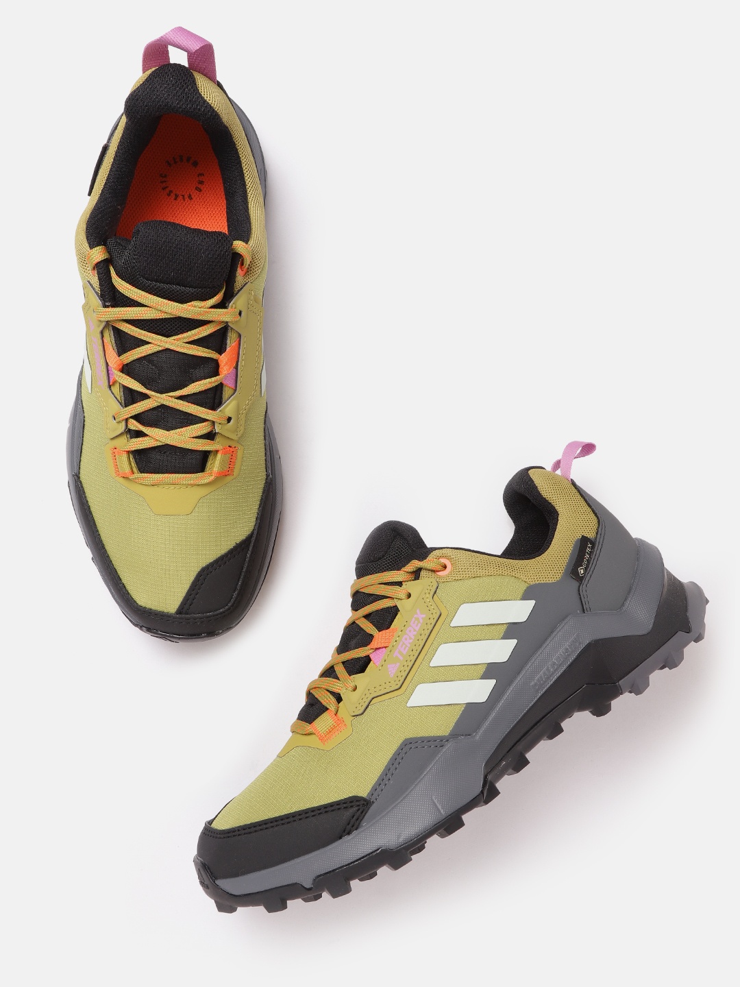 

ADIDAS Men Olive Green Solid Terrex AX4 GTX Trekking Shoes
