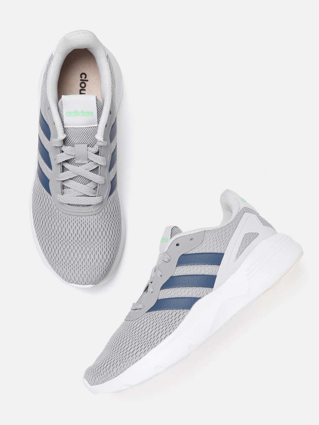 

ADIDAS Men Grey & Navy Blue Woven Design Cloudfoam Ortholite Nebzed Running Shoes
