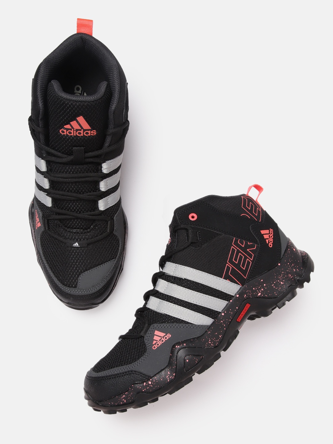 

ADIDAS Men Black & Grey Woven Design Stormex Mid-Top Trekking Shoes