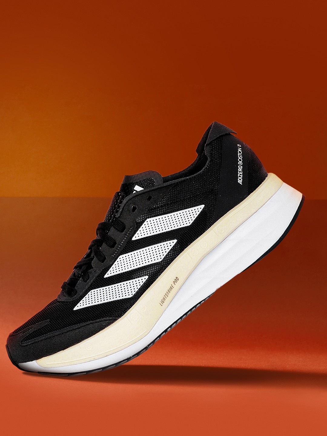 

ADIDAS Men Black Woven Design Adizero Boston 11 Running Shoes
