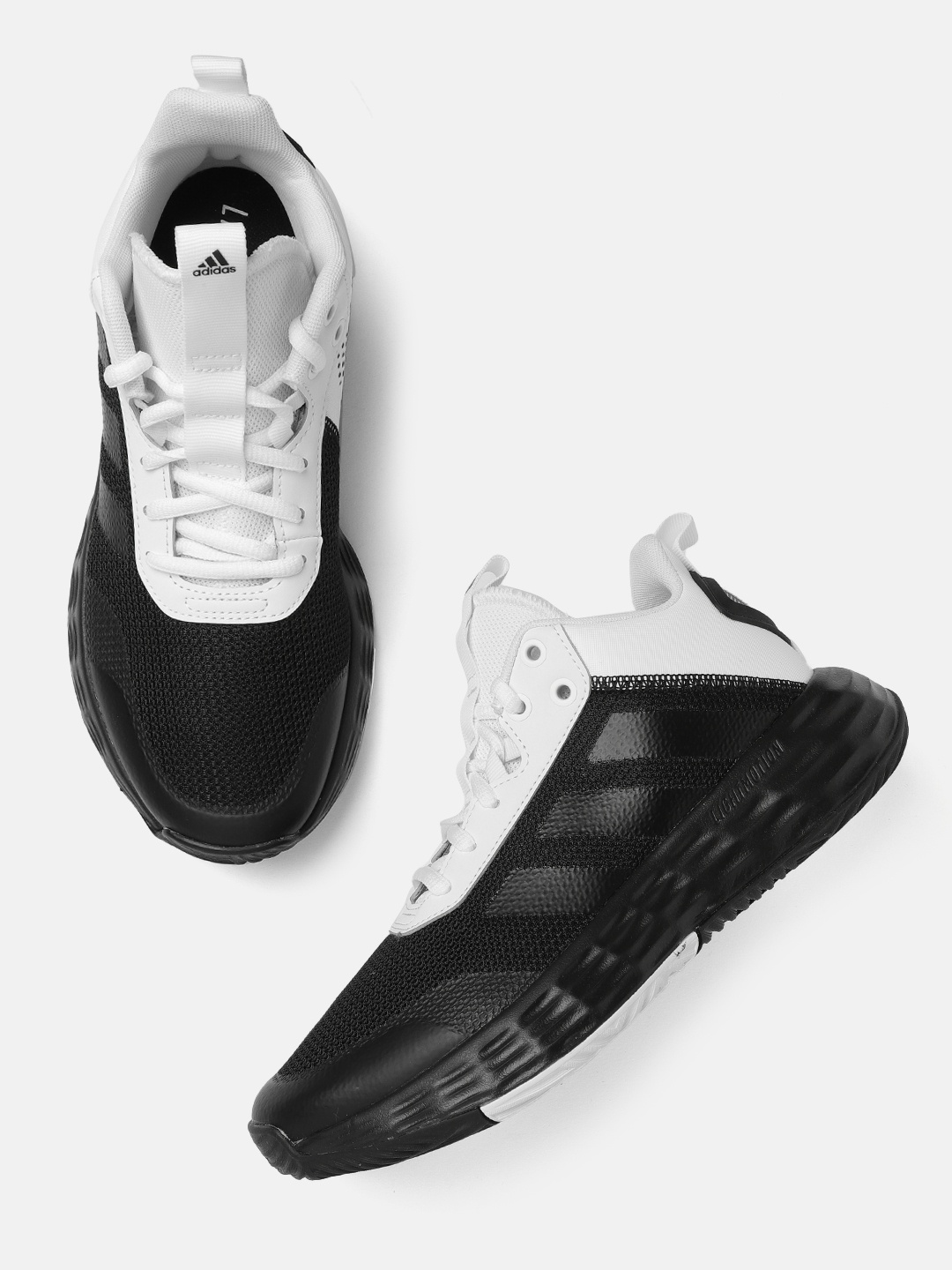 

ADIDAS Men Black & White Colourblocked OwnTheGame 2.0 Mid-Top Basketball Shoes