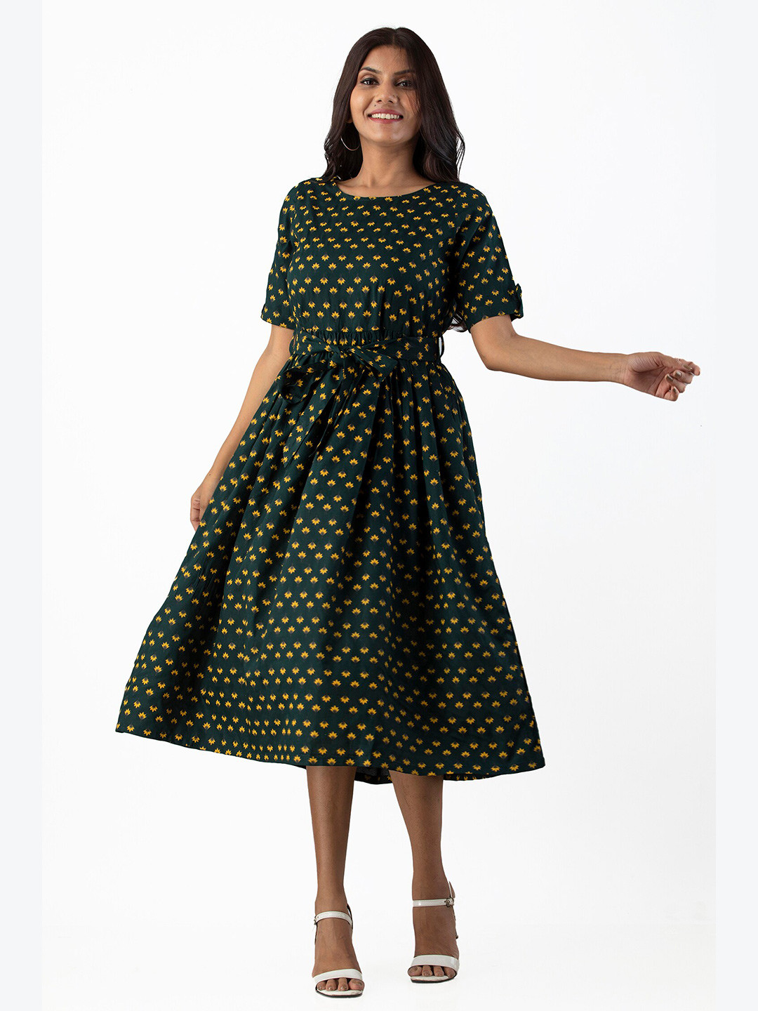 

KALINI Green Ethnic Midi Dress
