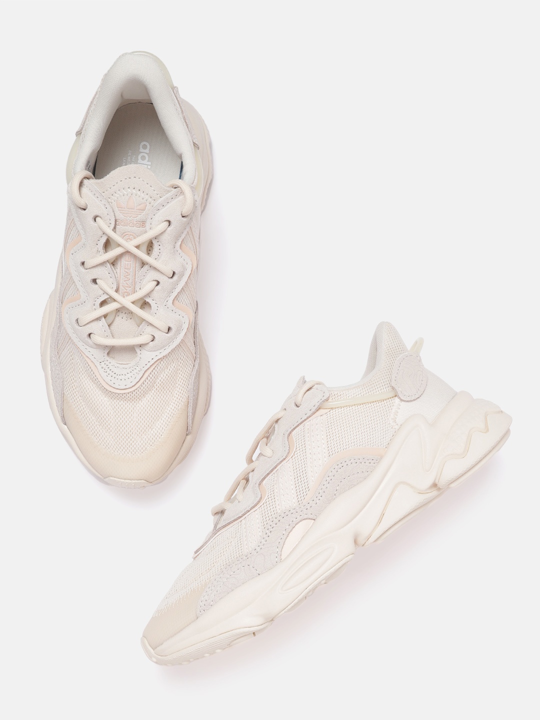 

ADIDAS Originals Women Cream-Coloured Woven Design Ozweego Leather Sneakers