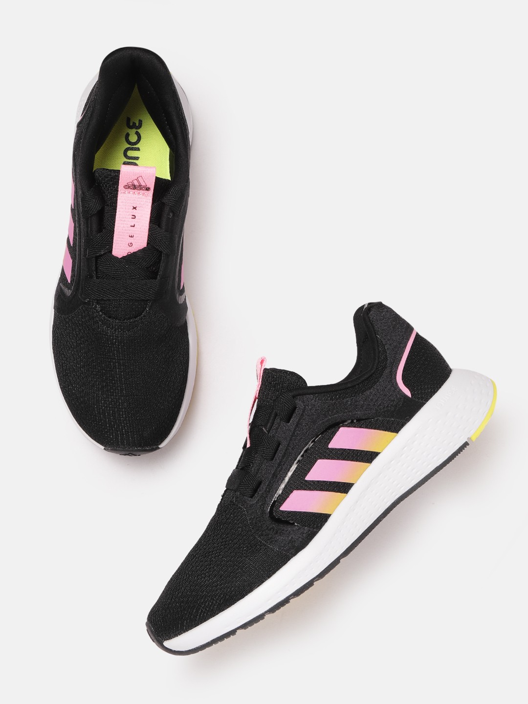 

ADIDAS Women Black & Pink Woven Design Edge Lux Running Shoes