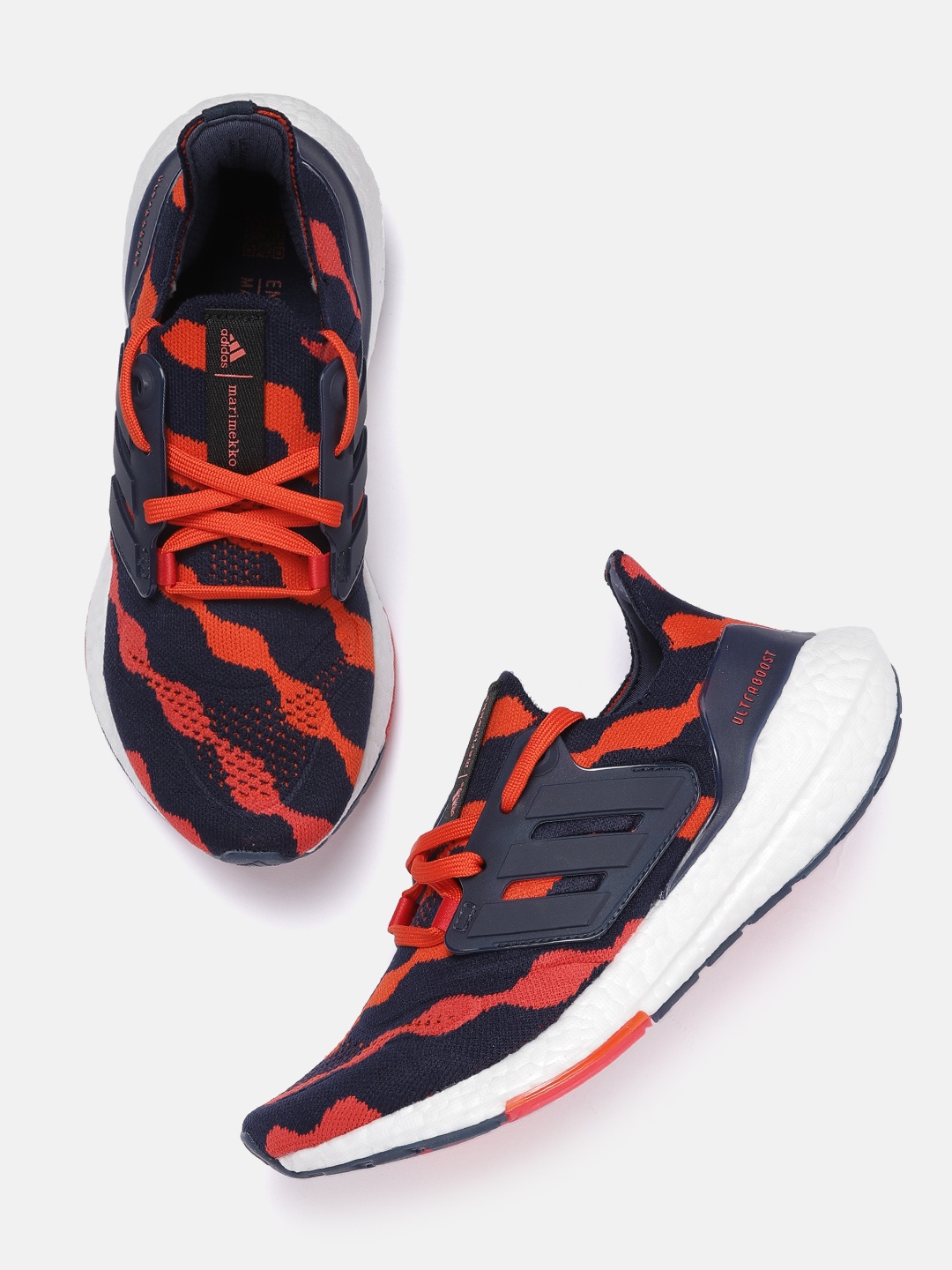 

ADIDAS Women Navy Blue & Orange Ultraboost 22 X Marimekko Running Shoes