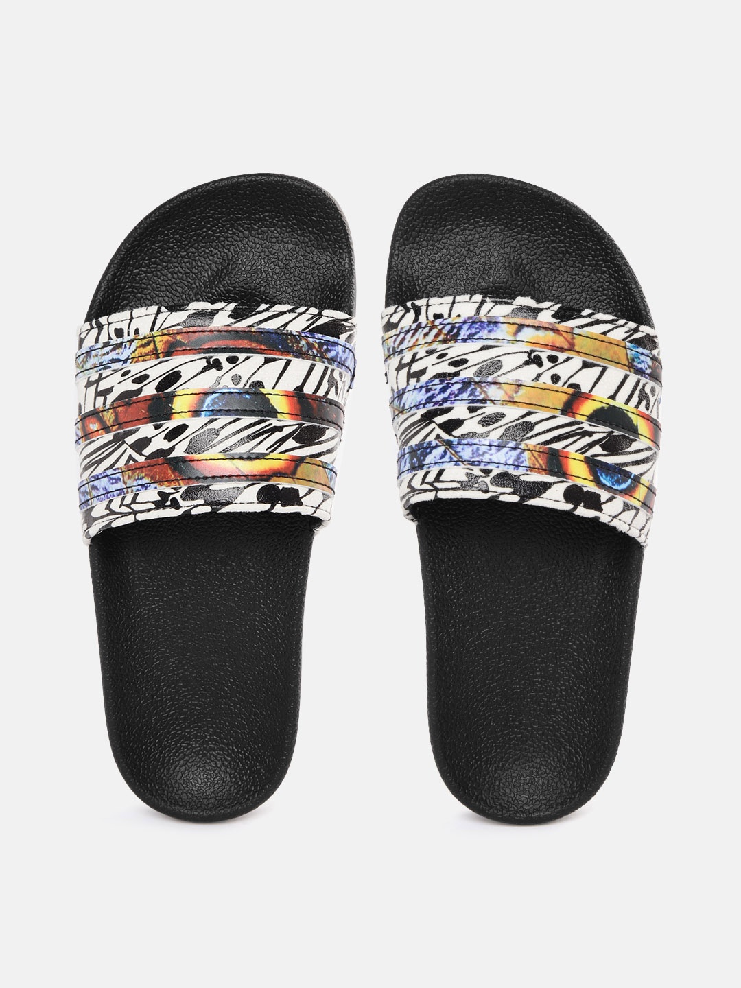 

ADIDAS Originals Women Black Printed Sliders, White