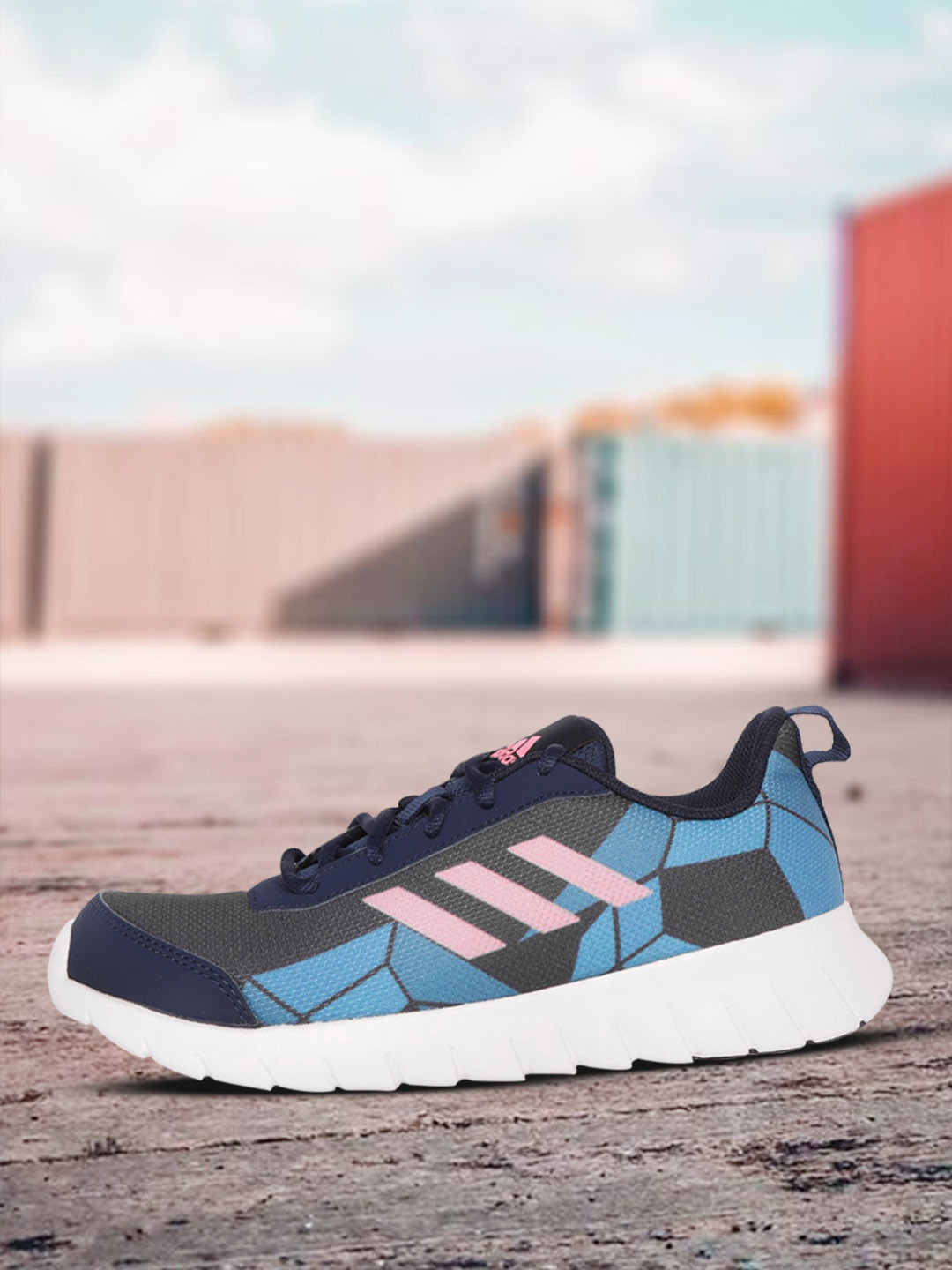 

ADIDAS Women Blue & Pink Woven Design Levato Running Shoes