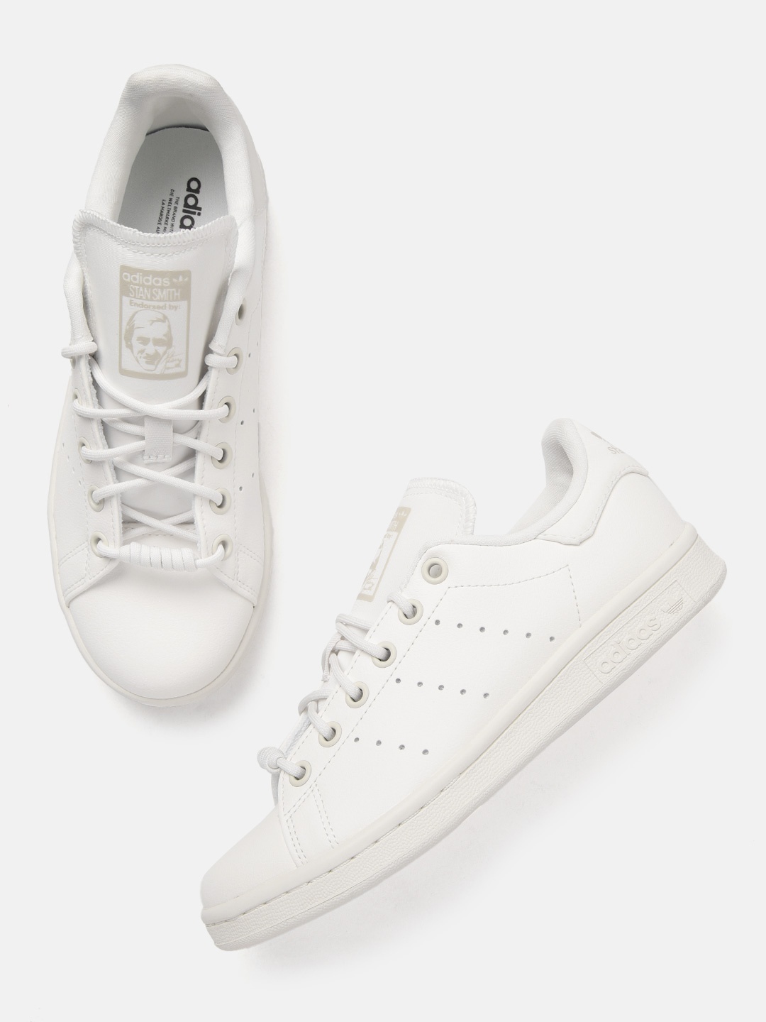 

ADIDAS Originals Women White Solid Stan Smith Sneakers with Perforated Detail