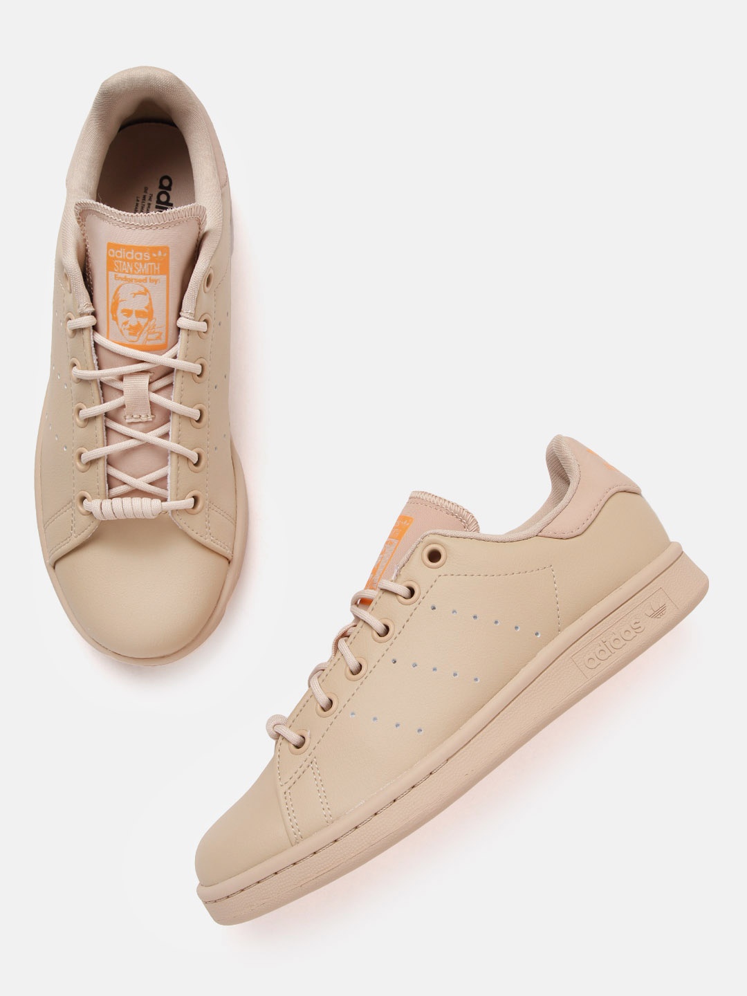 

ADIDAS Originals Women Beige Solid Perforated Stan Smith Sneakers