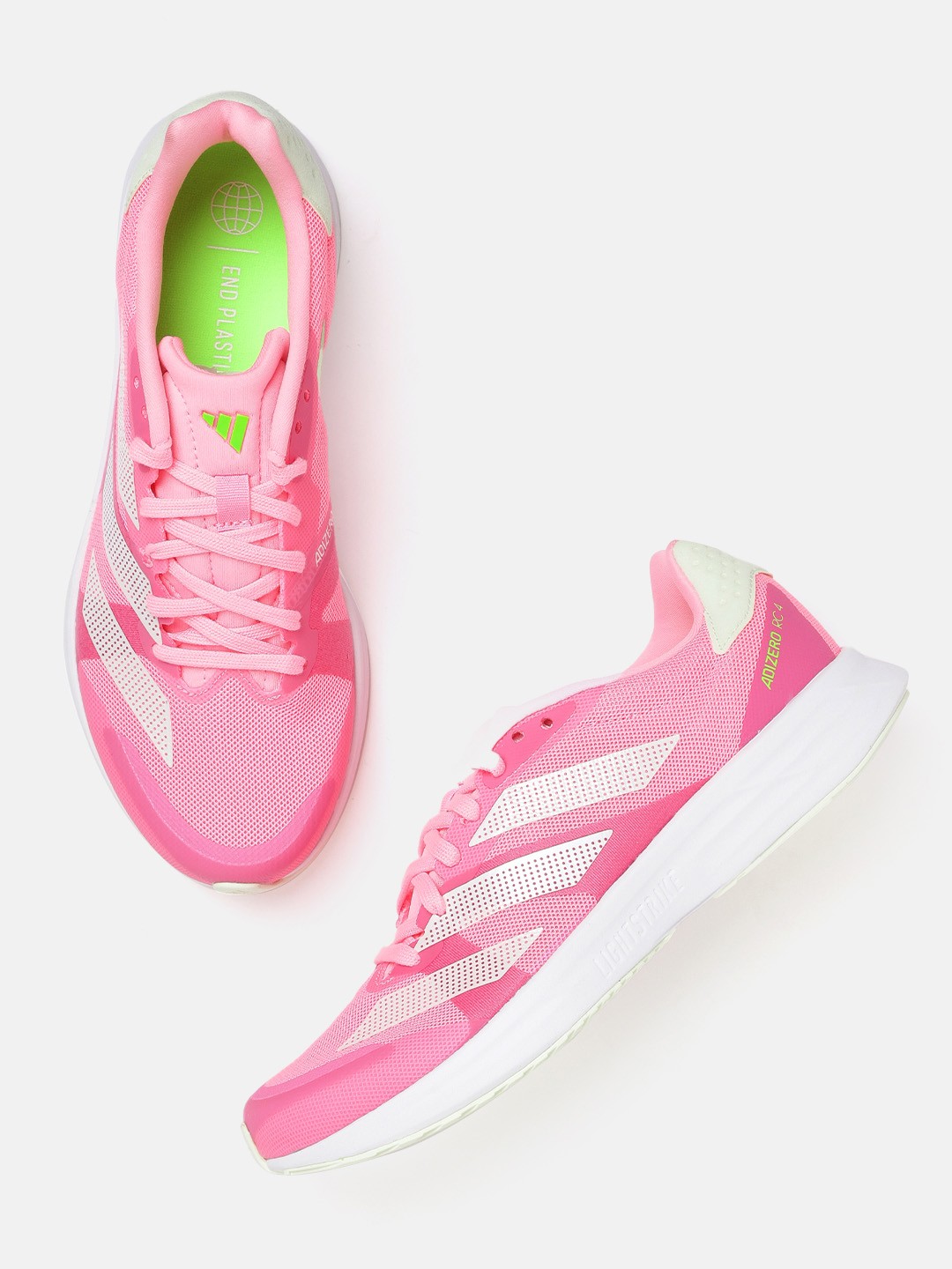 

ADIDAS Women Pink & White Woven Design Bounce Midsole Adizero RC 4 Running Shoes