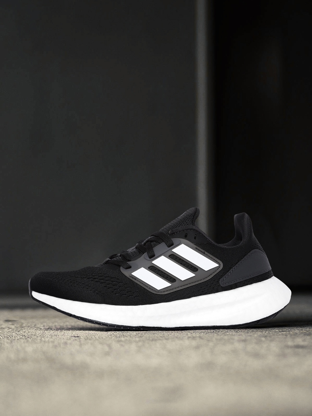 

ADIDAS Women Black Solid Woven Design Pureboost 22 Running Shoes