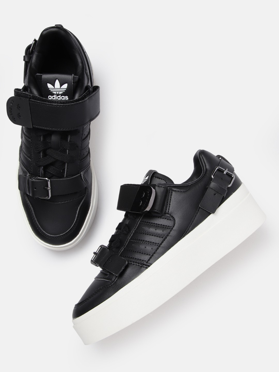 

ADIDAS Originals Women Black Solid Perforated Leather Flatform Forum Bonega Sneakers