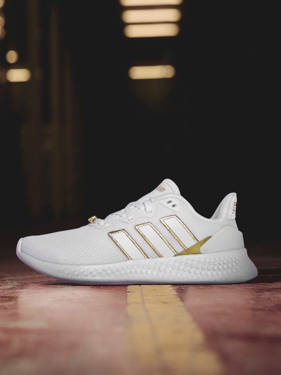 

ADIDAS Women White & Gold-Toned Woven Design Puremotion Se Running Shoes