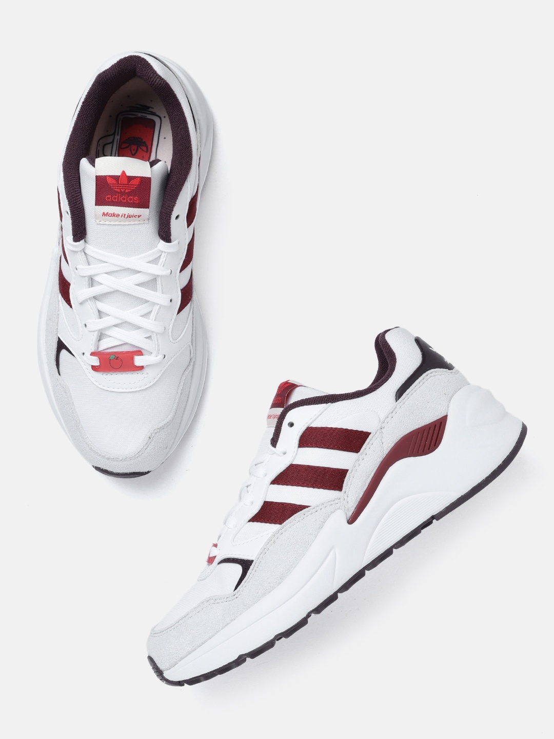 

ADIDAS Originals Women White & Maroon Solid Euro Super X Vegan Sneakers