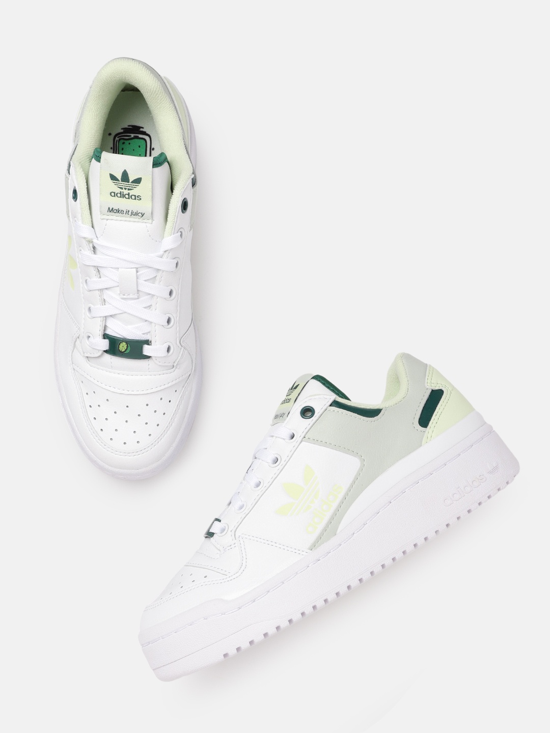 

ADIDAS Originals Women White & Green Colourblocked Forum Bold Vegan Sneakers