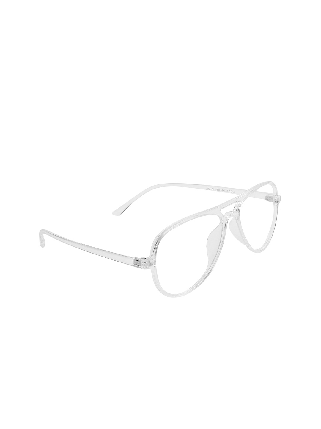 

CRIBA Unisex Clear Lens & White Aviator Sunglasses with UV Protected Lens