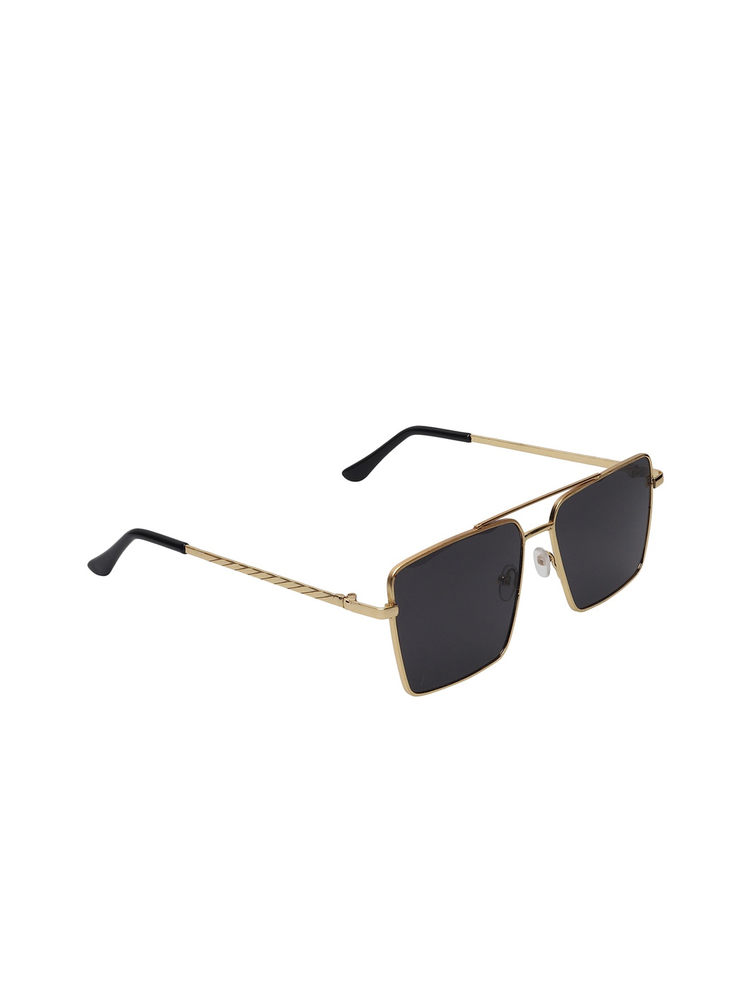 

CRIBA Unisex Black Lens & Gold-Toned Square Sunglasses with UV Protected Lens