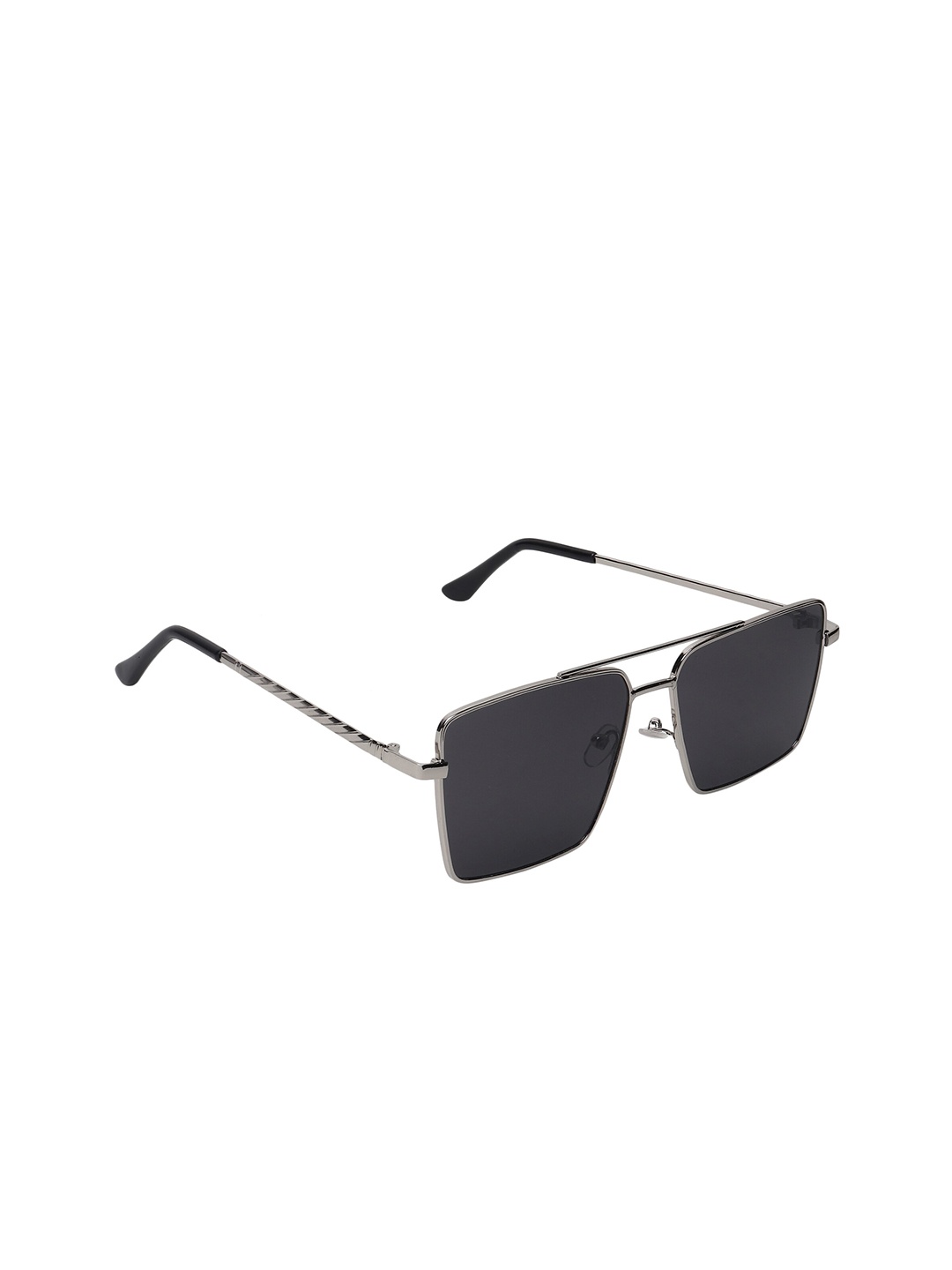 

CRIBA Unisex Black Lens & Silver-Toned Wayfarer Sunglasses with UV Protected Lens