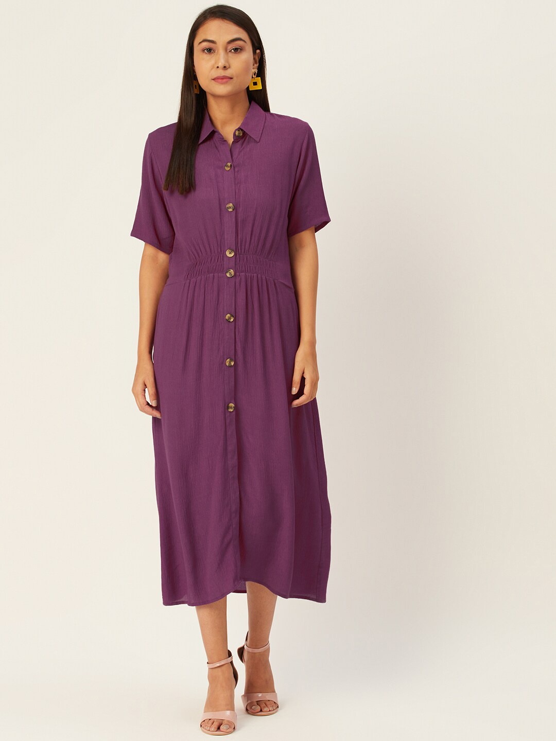 

DIVA WALK EXCLUSIVE Purple Crepe Shirt Midi Dress